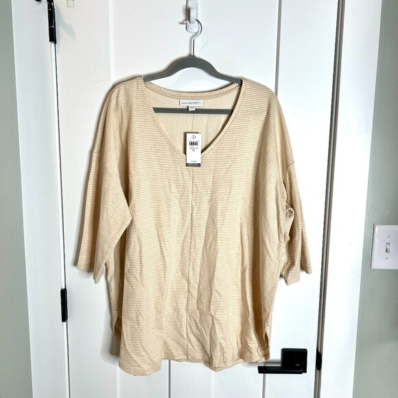 Pure Jill Made with Organically Grown Cotton Striped Oversized Dolman Sleeve Top - Picture 1 of 4